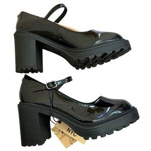 Madden NYC Womens Black Mary Jane Platform Heels Size 7 Comfort Foam Insole NWT
